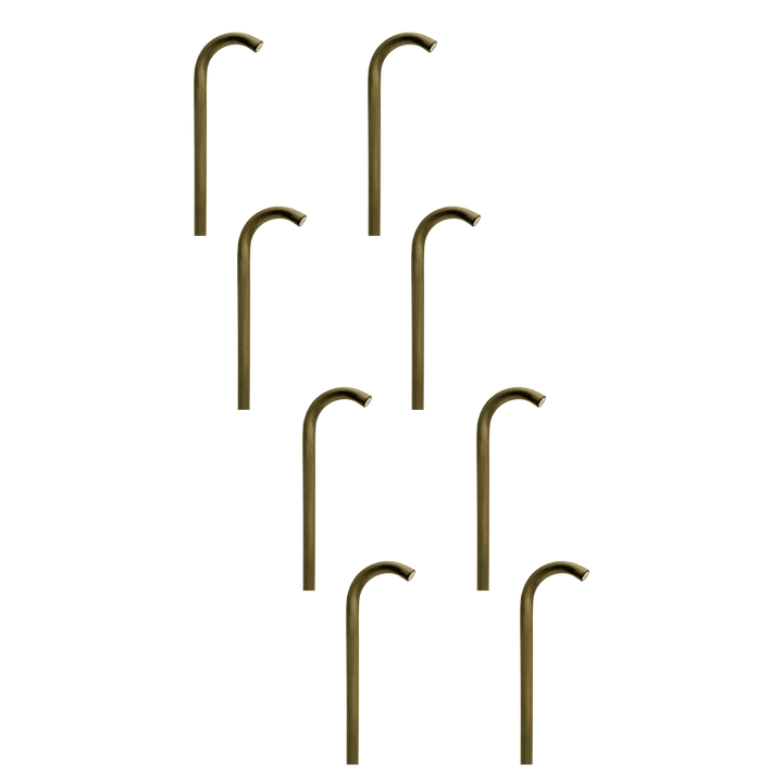 Outdoor Landscape Lighting LED 12V Low Voltage PLB21 4x/8x/12x Package Cast Brass 3W 3000K Warm White Integrated LED Cane Style Curved 12V Low Voltage Pathway Light Natural Brass 8 Pack
