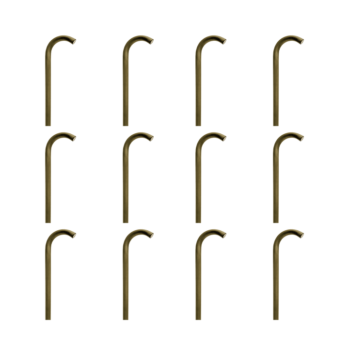 Outdoor Landscape Lighting LED 12V Low Voltage PLB21 4x/8x/12x Package Cast Brass 3W 3000K Warm White Integrated LED Cane Style Curved 12V Low Voltage Pathway Light Natural Brass 12 Pack