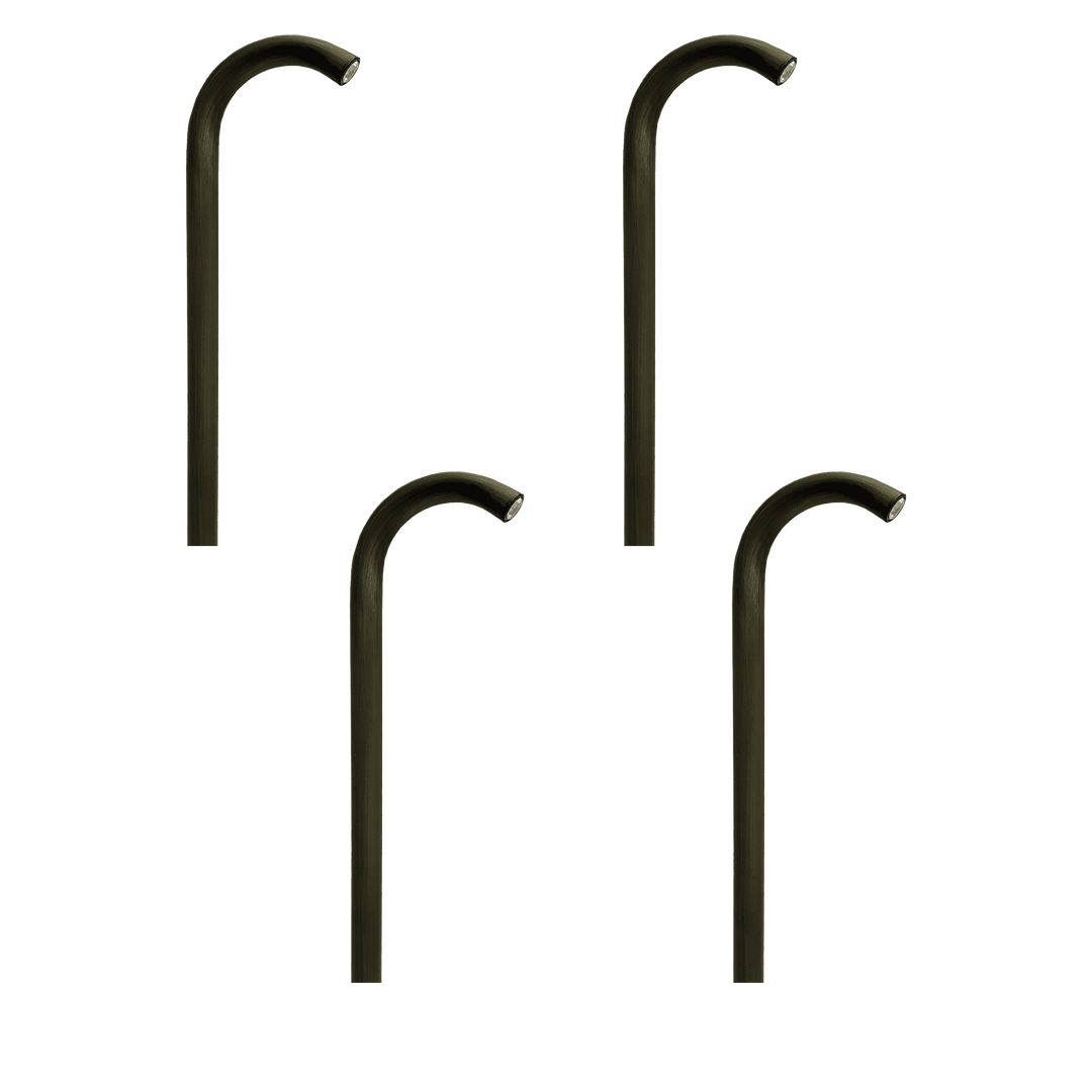 Outdoor Landscape Lighting LED 12V Low Voltage PLB21 4x/8x/12x Package Cast Brass 3W 3000K Warm White Integrated LED Cane Style Curved 12V Low Voltage Pathway Light Dark Brass 4 Pack