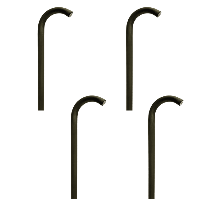 Outdoor Landscape Lighting LED 12V Low Voltage PLB21 4x/8x/12x Package Cast Brass 3W 3000K Warm White Integrated LED Cane Style Curved 12V Low Voltage Pathway Light Dark Brass 4 Pack