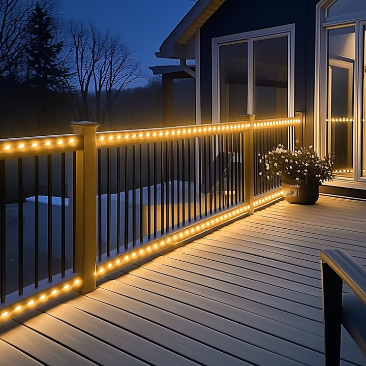 Outdoor Landscape Lighting LED 12V Low Voltage SLNR17 Dotted Neon RGBIC+CCT LED Strip Light 110V IP65 Outdoor Rated Dimmable High Voltage Flexible Rope Light , Mounting Clips, End Cap, Screws, Remote Control and Power Supply