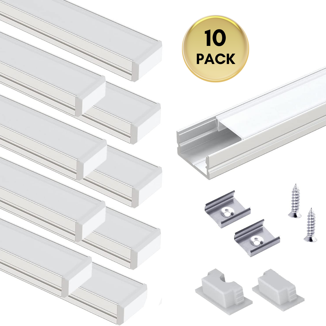 Outdoor Landscape Lighting LED 12V Low Voltage AC10 U-Shaped Aluminum Channel with Plastic or Silicone Diffuser Cover 3.3FT/1M For Max 13mm Width LED Strip Lights Pack of 6/10/20 10 Pack of 3.3ft (1M) Silver with Milky Cover