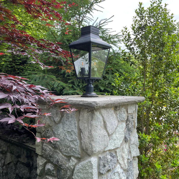 Outdoor Landscape Lighting LED 12V Low Voltage Dumont 3 Light Outdoor Post Light 12"x25" Stainless Steel and Glass Graphite Finish 120V 3 E12 Candelabra Base LED Bulb Sockets Casual Farmhouse Lantern for Patio, Garden, Exterior Posts