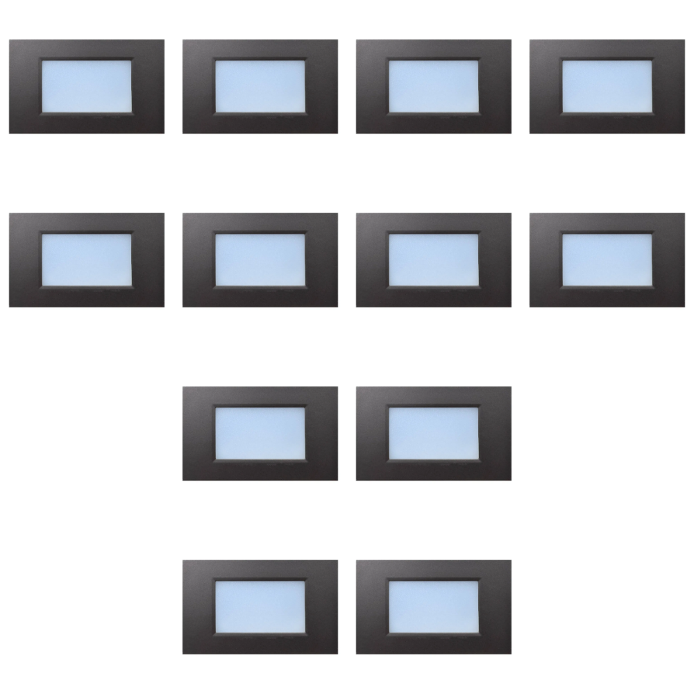 Outdoor Landscape Lighting LED 12V Low Voltage STA10 4x/8x/12x Package 3.5W 12V Low Voltage 3CCT Rectangular Waterproof Horizontal LED Aluminum Stair Step Light Fixture 12 Pack