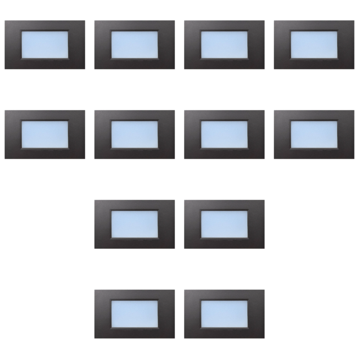 Outdoor Landscape Lighting LED 12V Low Voltage STA10 4x/8x/12x Package 3.5W 12V Low Voltage 3CCT Rectangular Waterproof Horizontal LED Aluminum Stair Step Light Fixture 12 Pack