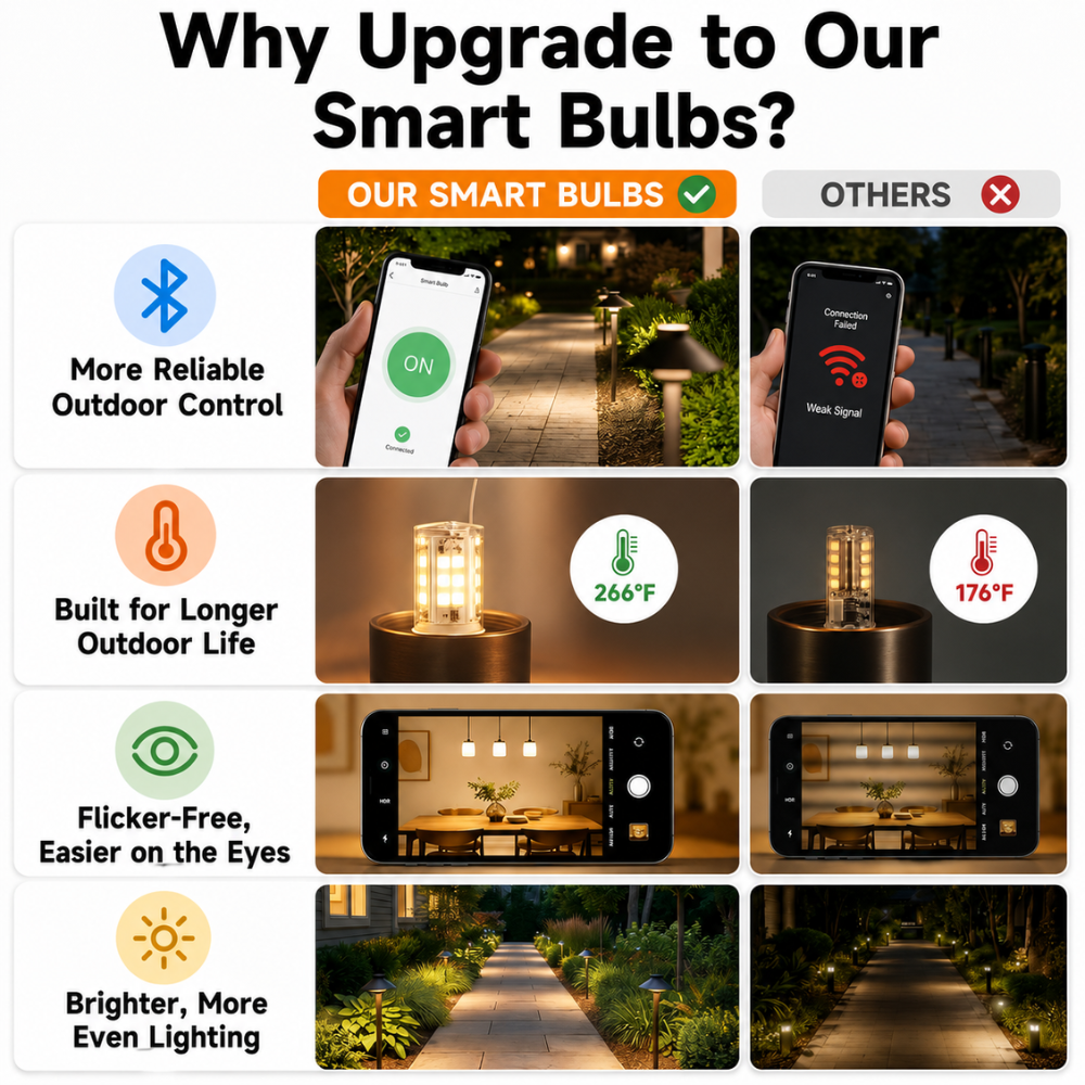 Outdoor Landscape Lighting LED 12V Low Voltage 3W G4 RGBCW 2700K-5000K Smart Bluetooth 12V Low Voltage LED Light Bulbs Package with Remote Dimmable Energy Saving