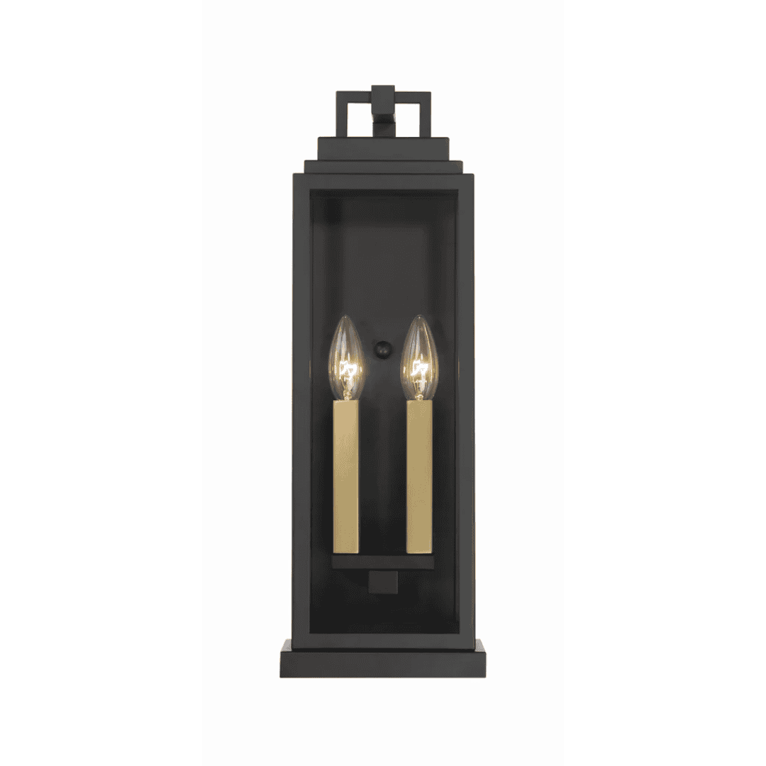 Outdoor Landscape Lighting LED 12V Low Voltage Aspen 2 Light Outdoor Sconce 6.5"x19" Stainless Steel and Clear Glass Matte Black Finish 120V 2 E12 Candelabra Base LED Bulb Sockets for Patio, Garden, Exterior Walls