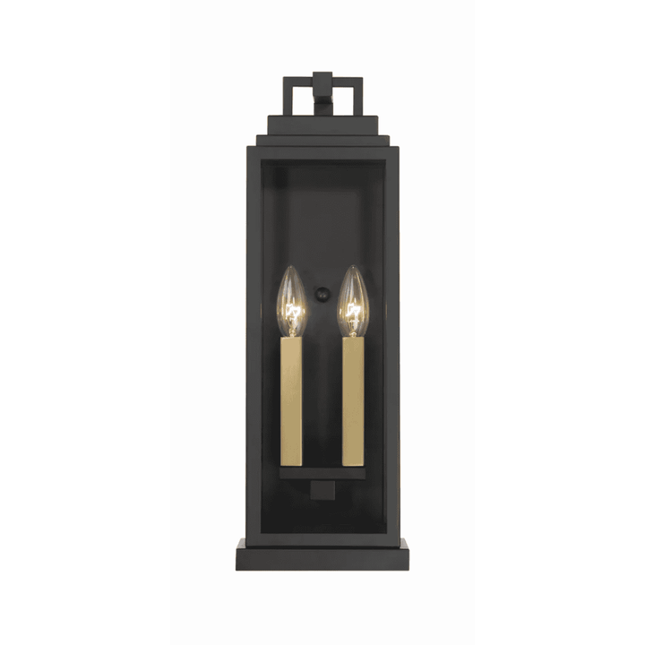 Outdoor Landscape Lighting LED 12V Low Voltage Aspen 2 Light Outdoor Sconce 6.5"x19" Stainless Steel and Clear Glass Matte Black Finish 120V 2 E12 Candelabra Base LED Bulb Sockets for Patio, Garden, Exterior Walls