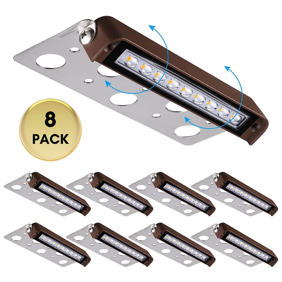 Outdoor Landscape Lighting LED 12V Low Voltage ELA06 8-Pack 7 Inch 4.5W 2700K/5000K LED Retaining Wall Lights, Hardscape Color Changing 12V Low Voltage Landscape Lights Package
