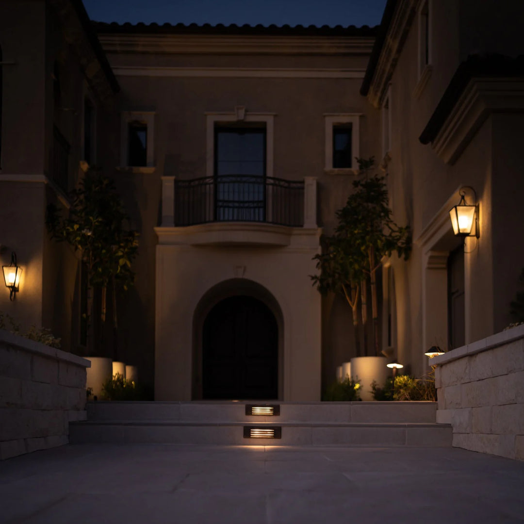 Outdoor Landscape Lighting LED 12V Low Voltage STBP04 Tulay Antique Brass Louvered Step Light Low Voltage Landscape Lighting