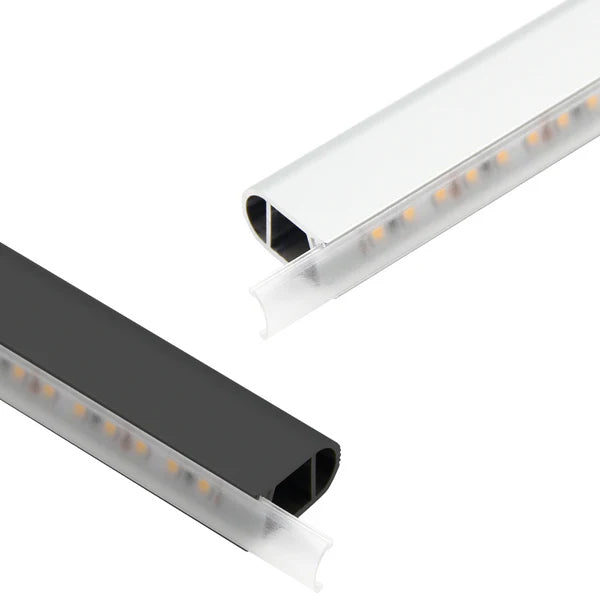 Outdoor Landscape Lighting LED 12V Low Voltage AP16F 8 ft Aluminum Channel Oval Wardrobe Hanging Rail Closet Rod 1.14″ (W) x 0.59″ (H) for LED Strip Lights | 10 Pack Silver