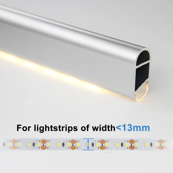 Outdoor Landscape Lighting LED 12V Low Voltage AP16F 8 ft Aluminum Channel Oval Wardrobe Hanging Rail Closet Rod 1.14″ (W) x 0.59″ (H) for LED Strip Lights | 10 Pack