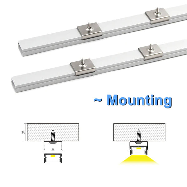 Outdoor Landscape Lighting LED 12V Low Voltage AP46M 8 ft Aluminum Channel Surface Mount 0.59″(W) x 0.31″(H) for LED Strip Lights | 10 Pack