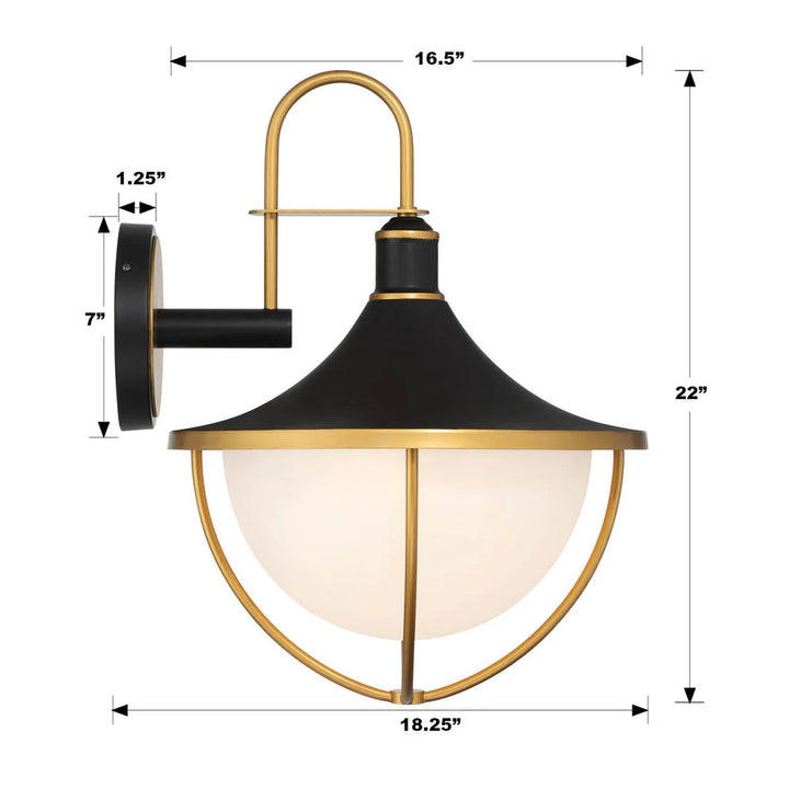 Outdoor Landscape Lighting LED 12V Low Voltage Atlas 3 Light Outdoor Sconce 16.5"x22" Stainless Steel and Glass Matte Black with Textured Gold Finish 120V 3 E26 Medium Base LED Bulb Sockets for Patio, Garden, Exterior Walls