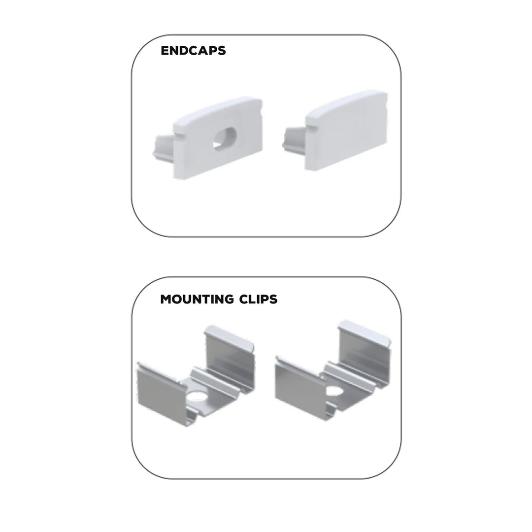 Outdoor Landscape Lighting LED 12V Low Voltage BN252 Rectangular Surface Mounted 8 ft Aluminum Channel 10 Pack for 0.43" LED Strip Light Cover with End Caps