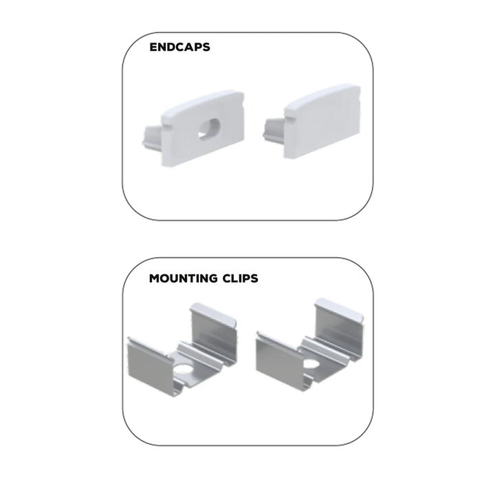 Outdoor Landscape Lighting LED 12V Low Voltage BN252 Rectangular Surface Mounted 8 ft Aluminum Channel 10 Pack for 0.43" LED Strip Light Cover with End Caps