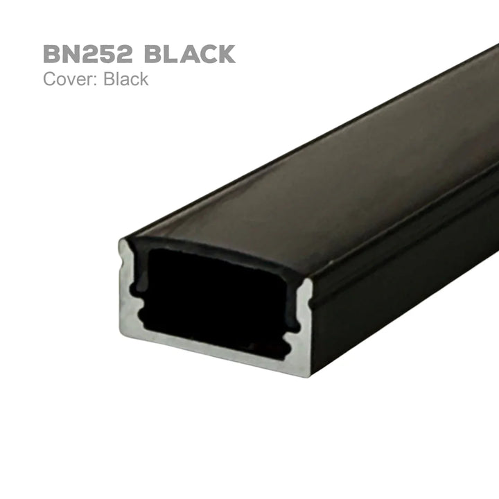 Outdoor Landscape Lighting LED 12V Low Voltage BN252 Rectangular Surface Mounted 8 ft Aluminum Channel 10 Pack for 0.43" LED Strip Light Cover with End Caps Black with Black Cover