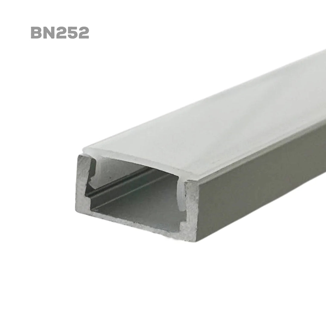 Outdoor Landscape Lighting LED 12V Low Voltage BN252 Rectangular Surface Mounted 8 ft Aluminum Channel 10 Pack for 0.43" LED Strip Light Cover with End Caps Silver with Milky Cover