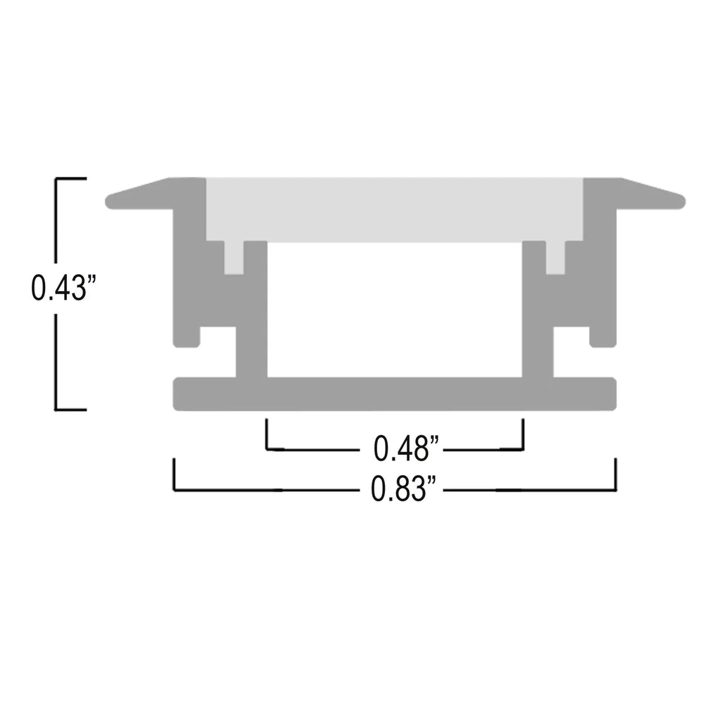 Outdoor Landscape Lighting LED 12V Low Voltage BN264 Rectangular Floor In-Ground Driveway Walkway 8 ft Aluminum Channel 0.83"x 0.43" 10 Pack LED Strip Light Cover End Caps