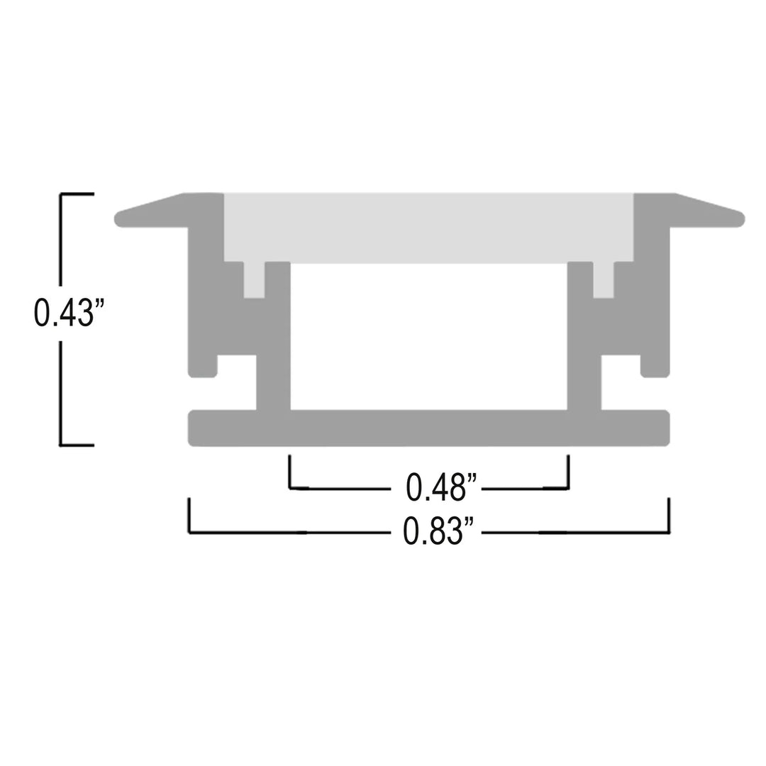 Outdoor Landscape Lighting LED 12V Low Voltage BN264 Rectangular Floor In-Ground Driveway Walkway 8 ft Aluminum Channel 0.83"x 0.43" 10 Pack LED Strip Light Cover End Caps
