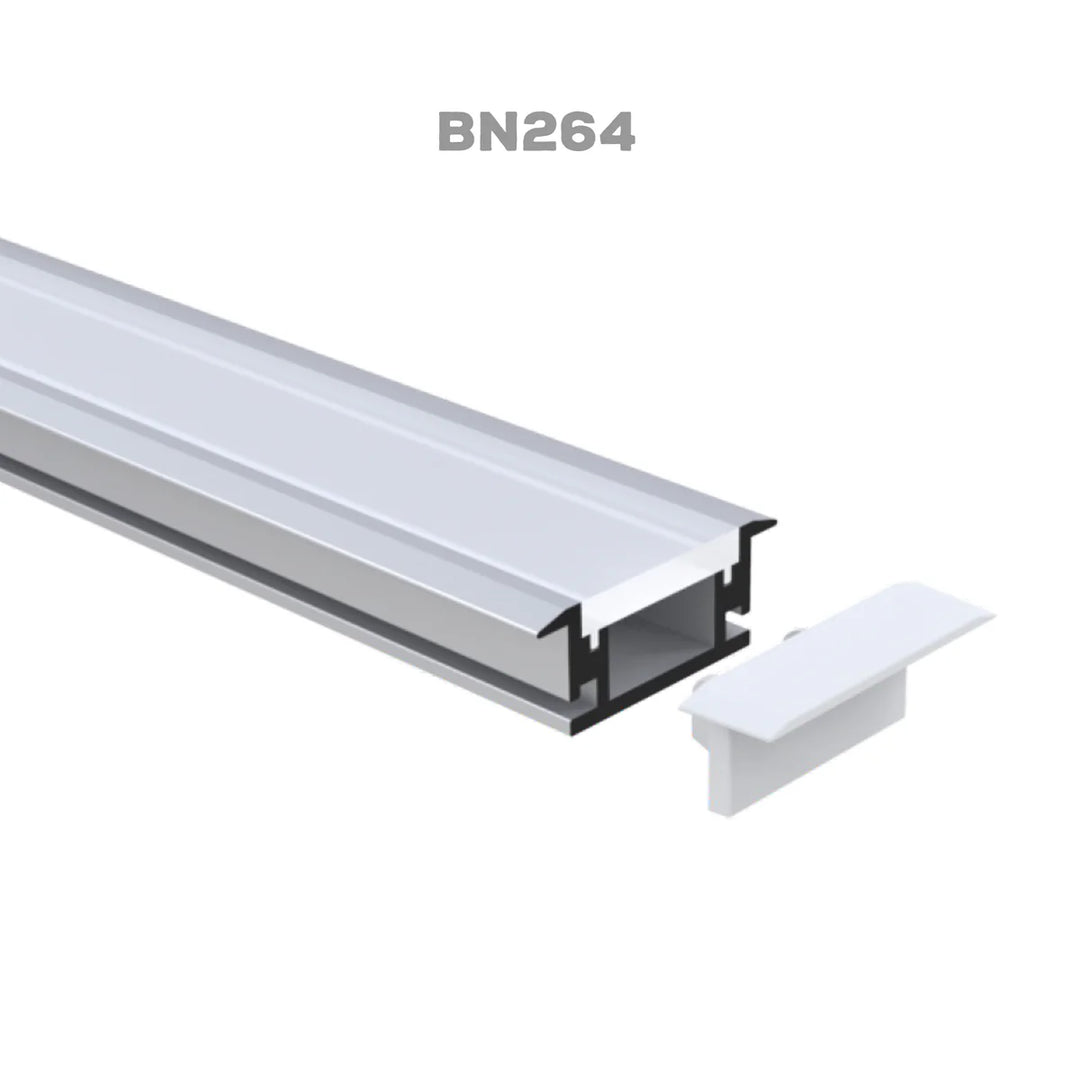 Outdoor Landscape Lighting LED 12V Low Voltage BN264 Rectangular Floor In-Ground Driveway Walkway 8 ft Aluminum Channel 0.83"x 0.43" 10 Pack LED Strip Light Cover End Caps