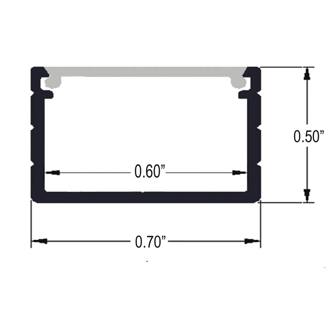 Outdoor Landscape Lighting LED 12V Low Voltage BN269 Rectangular 8 ft Aluminum Channel 0.70" x 0.50" 10 Pack LED Strip Light Cover End Caps