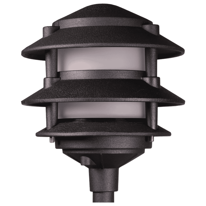 Outdoor Landscape Lighting LED 12V Low Voltage CDPA72 4x/8x/12x Package Black 12V AC/DC Low Voltage Landscape Lighting 3 Tier Aluminum Pagoda Path Light 3W 3000K G4 Bulb