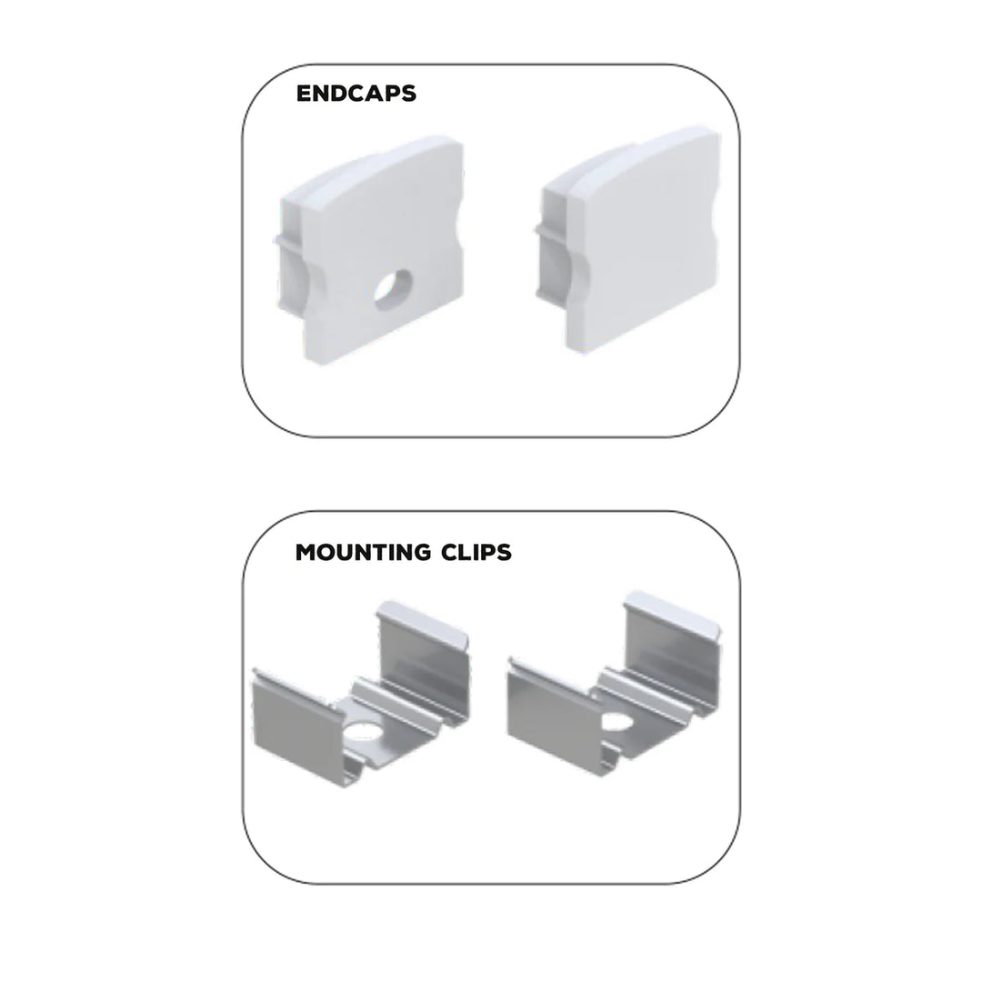 Outdoor Landscape Lighting LED 12V Low Voltage BN253 Square Surface Mounted 8 ft Aluminum Channel 10 Pack for 0.49" LED Strip Light Cover with End Caps
