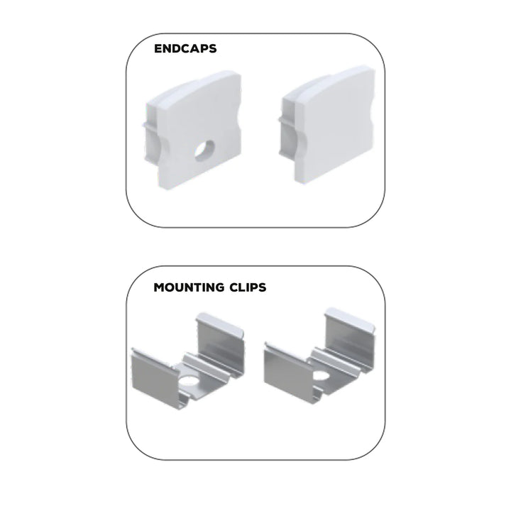 Outdoor Landscape Lighting LED 12V Low Voltage BN253 Square Surface Mounted 8 ft Aluminum Channel 10 Pack for 0.49" LED Strip Light Cover with End Caps