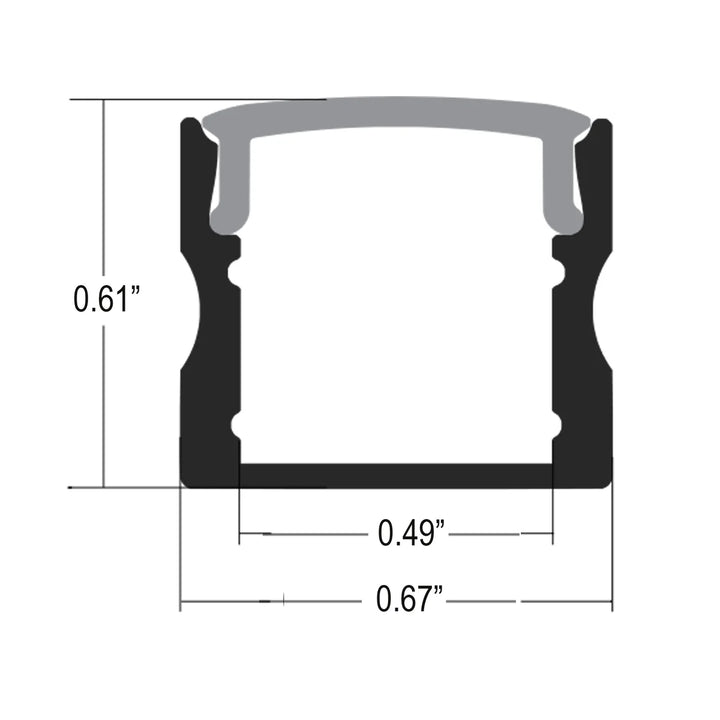 Outdoor Landscape Lighting LED 12V Low Voltage BN253 Square Surface Mounted 8 ft Aluminum Channel 10 Pack for 0.49" LED Strip Light Cover with End Caps