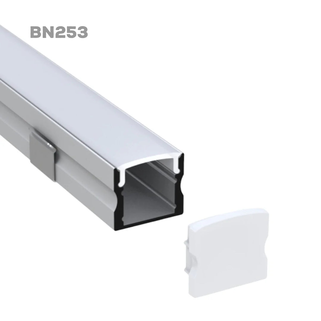 Outdoor Landscape Lighting LED 12V Low Voltage BN253 Square Surface Mounted 8 ft Aluminum Channel 10 Pack for 0.49" LED Strip Light Cover with End Caps