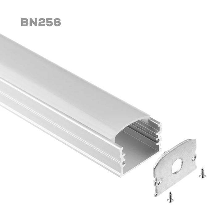 Outdoor Landscape Lighting LED 12V Low Voltage BN256 Adjustable Large Square Surface Mounted 8 ft Aluminum Channel 0.97" x 0.70" 10 Pack for 0.70" LED Strip Light Cover with End Caps