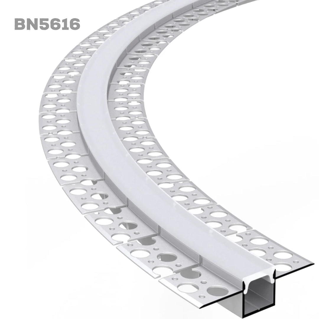 Outdoor Landscape Lighting LED 12V Low Voltage BN5616 Plaster In 8 ft Bendable Aluminum Channel 2.04" x 0.59" 10 Pack LED Strip Light Cover