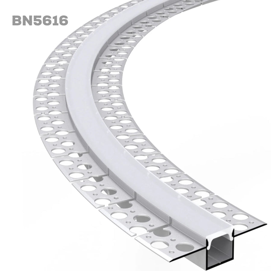 Outdoor Landscape Lighting LED 12V Low Voltage BN5616 Plaster In 8 ft Bendable Aluminum Channel 2.04" x 0.59" 10 Pack LED Strip Light Cover