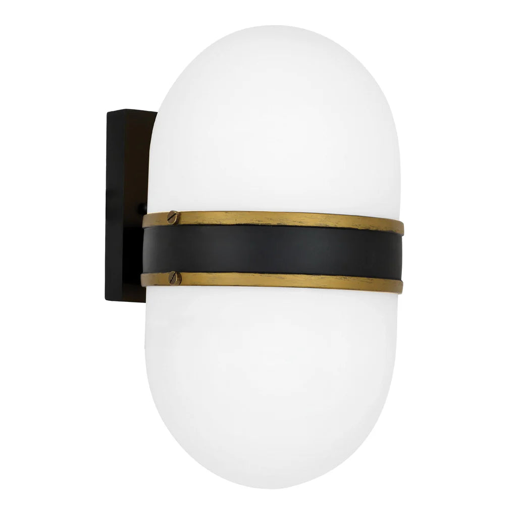 Outdoor Landscape Lighting LED 12V Low Voltage Brian Patrick Flynn Capsule 1 Light Outdoor Sconce 6"x10" Stainless Steel and Glass Matte Black with Textured Gold Finish 120V 1 E26 Medium Base LED Bulb Socket for Patio, Garden, Interior and Exterior Walls