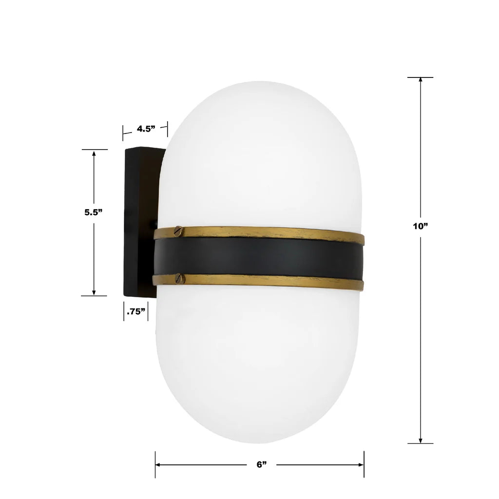 Outdoor Landscape Lighting LED 12V Low Voltage Brian Patrick Flynn Capsule 1 Light Outdoor Sconce 6"x10" Stainless Steel and Glass Matte Black with Textured Gold Finish 120V 1 E26 Medium Base LED Bulb Socket for Patio, Garden, Interior and Exterior Walls