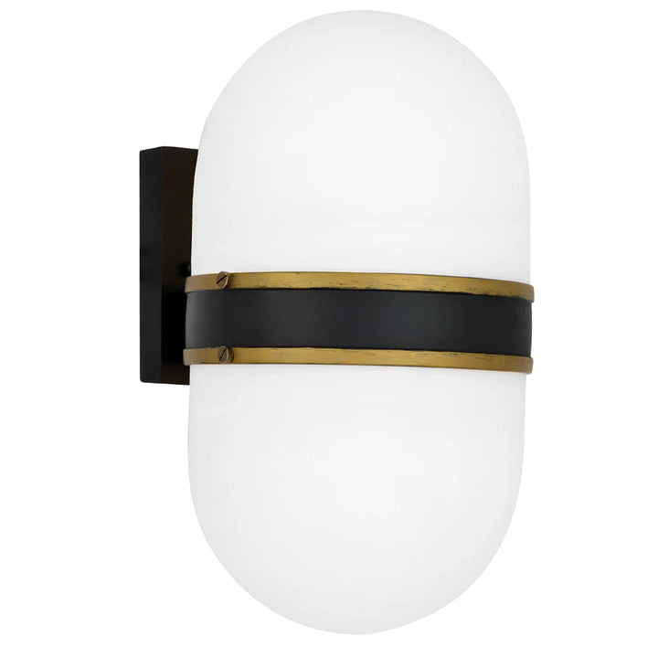 Outdoor Landscape Lighting LED 12V Low Voltage Brian Patrick Flynn Capsule 2 Light Outdoor Sconce 8"x13.25" Stainless Steel and Glass Matte Black with Textured Gold Finish 120V 2 E26 Medium Base LED Bulb Sockets for Patio, Garden, Interior and Exterior Walls