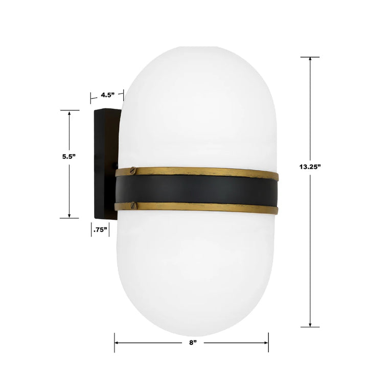 Outdoor Landscape Lighting LED 12V Low Voltage Brian Patrick Flynn Capsule 2 Light Outdoor Sconce 8"x13.25" Stainless Steel and Glass Matte Black with Textured Gold Finish 120V 2 E26 Medium Base LED Bulb Sockets for Patio, Garden, Interior and Exterior Walls