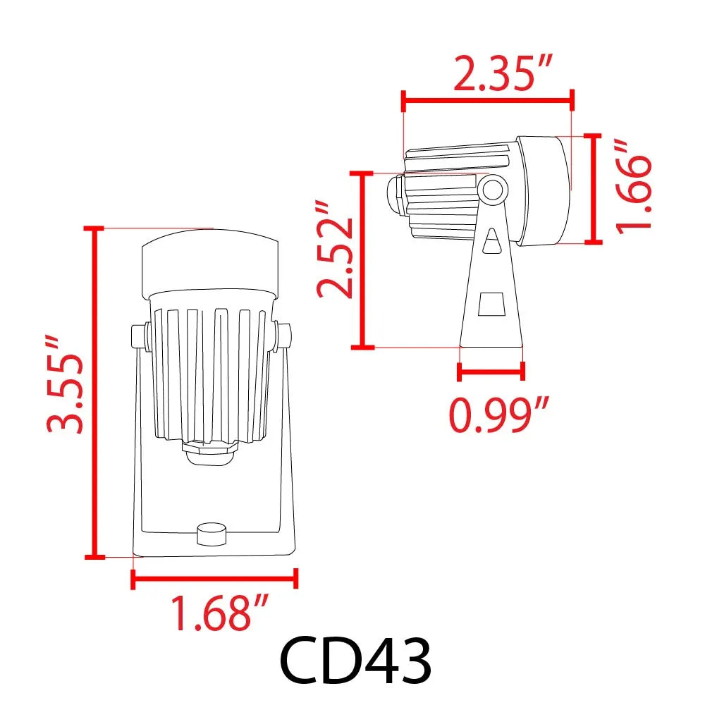Outdoor Landscape Lighting LED 12V Low Voltage CD43 4x/8x/12x Package 5W 12V Low Voltage Waterproof LED Landscape Narrow Beam Directional Outdoor Aluminum Spotlight
