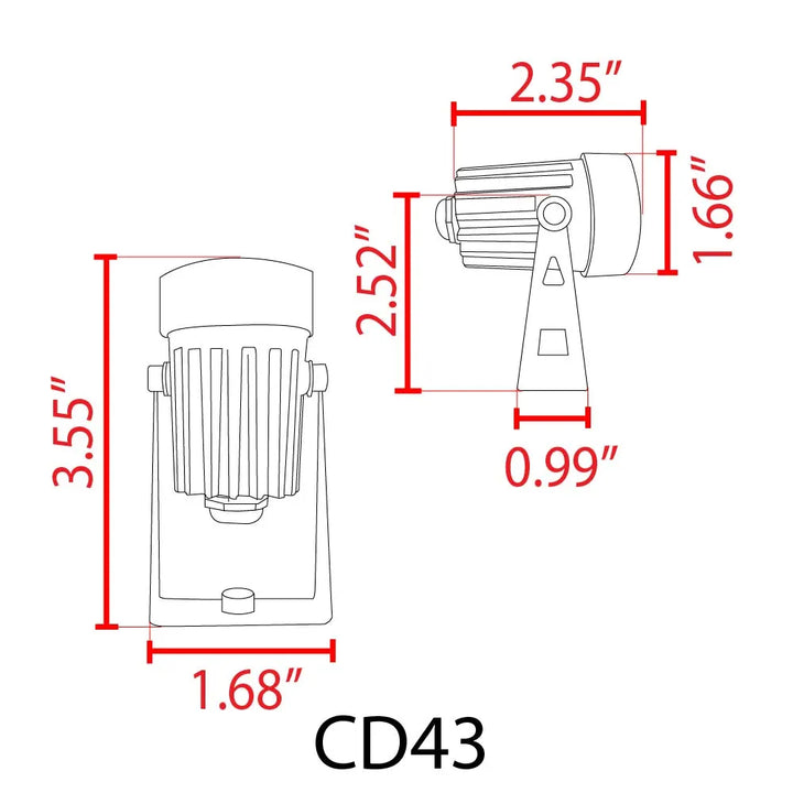 Outdoor Landscape Lighting LED 12V Low Voltage CD43 4x/8x/12x Package 5W 12V Low Voltage Waterproof LED Landscape Narrow Beam Directional Outdoor Aluminum Spotlight