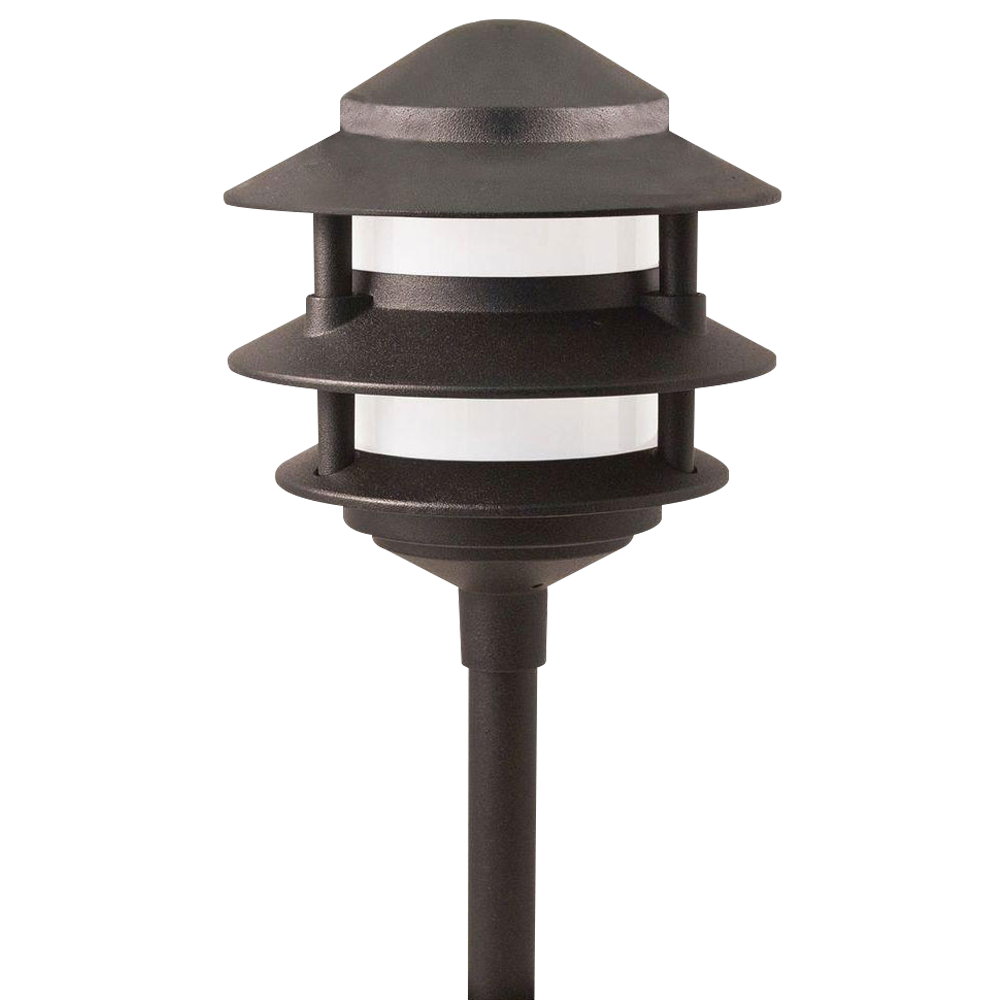 Outdoor Landscape Lighting LED 12V Low Voltage CDPA72 Black/Brown 12V AC/DC Low Voltage Landscape Lighting 3 Tier Pagoda Aluminum Path Light