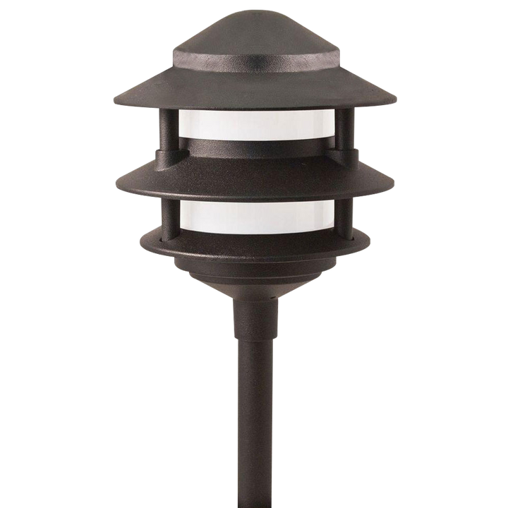 Outdoor Landscape Lighting LED 12V Low Voltage CDPA72 Black/Brown 12V AC/DC Low Voltage Landscape Lighting 3 Tier Pagoda Aluminum Path Light