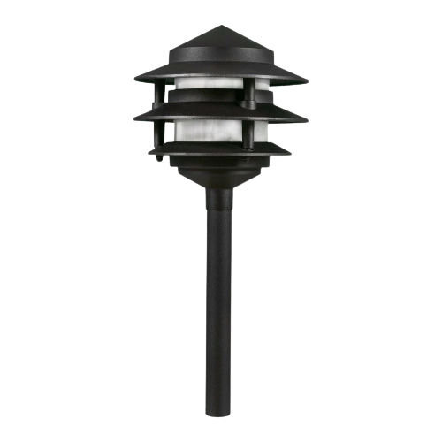 Outdoor Landscape Lighting LED 12V Low Voltage CDPA72 Black/Brown 12V AC/DC Low Voltage Landscape Lighting 3 Tier Pagoda Aluminum Path Light