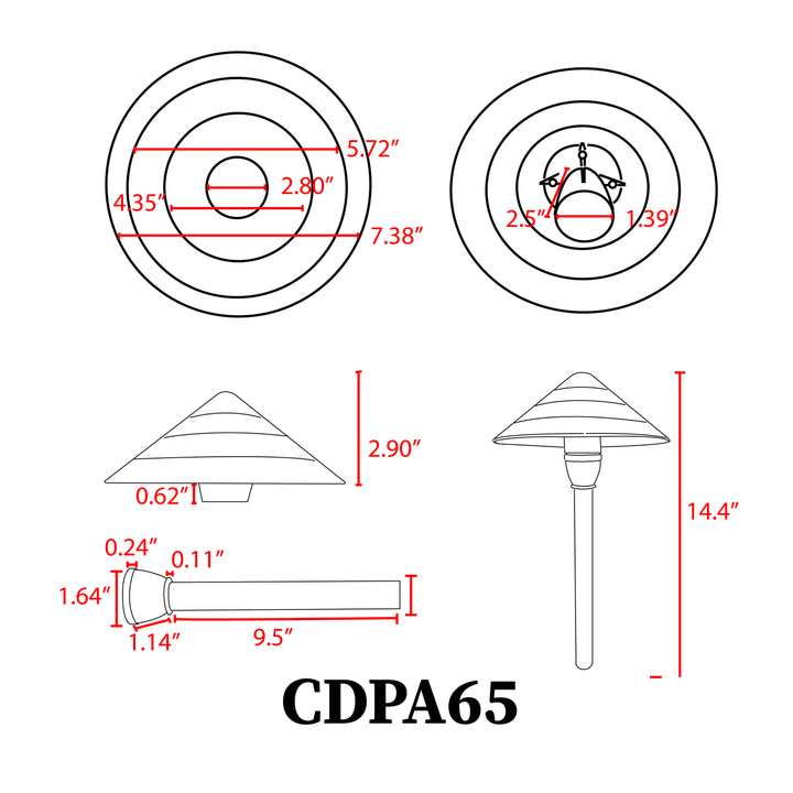Outdoor Landscape Lighting LED 12V Low Voltage CDPA65 Cast Aluminum Path Light | 3W 3000K Warm White Integrated LED 12V Low Voltage Landscape Light