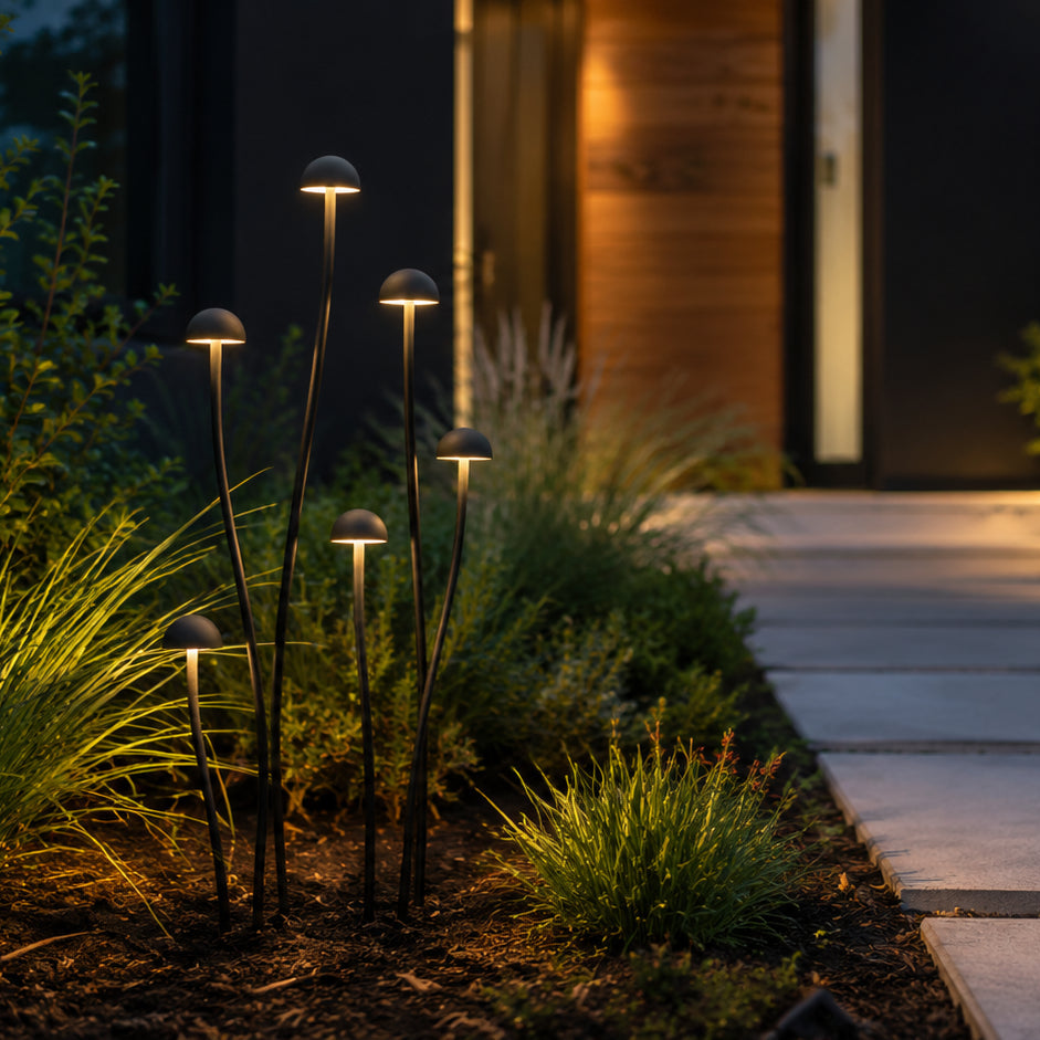 Outdoor Landscape Lighting LED 12V Low Voltage CDPA71 12V Mushroom Aluminum 3000K Warm White Integrated LED 12V Low Voltage Path Light