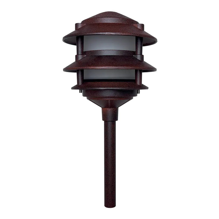 Outdoor Landscape Lighting LED 12V Low Voltage CDPA72 Black/Brown 12V AC/DC Low Voltage Landscape Lighting 3 Tier Pagoda Aluminum Path Light Brown