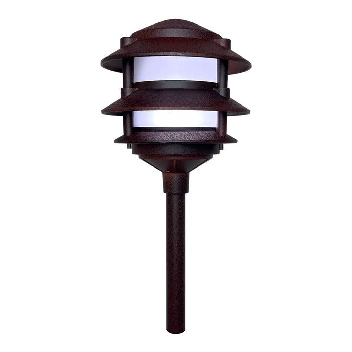 Outdoor Landscape Lighting LED 12V Low Voltage CDPA72 Black/Brown 12V AC/DC Low Voltage Landscape Lighting 3 Tier Pagoda Aluminum Path Light
