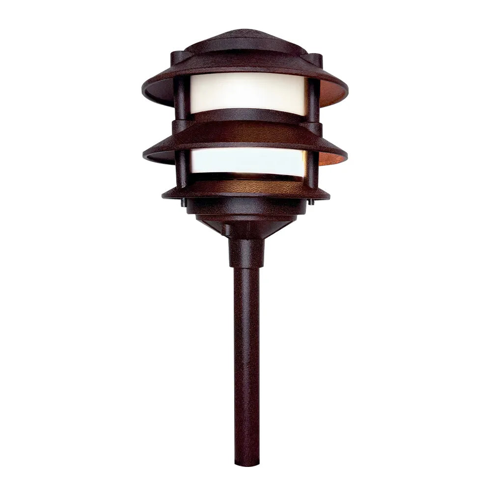 Outdoor Landscape Lighting LED 12V Low Voltage CDPA72 4x/8x/12x Package Black 12V AC/DC Low Voltage Landscape Lighting 3 Tier Aluminum Pagoda Path Light 3W 3000K G4 Bulb