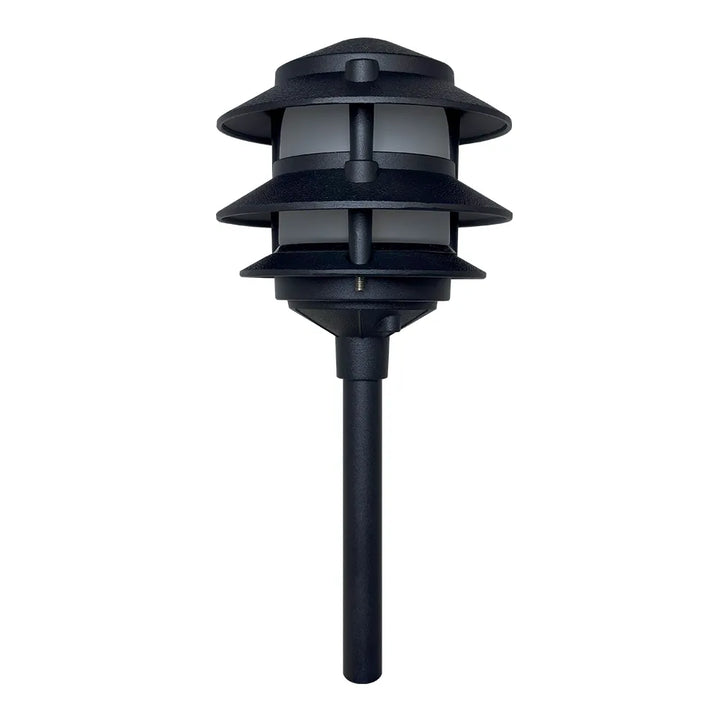 Outdoor Landscape Lighting LED 12V Low Voltage CDPA72 Black/Brown 12V AC/DC Low Voltage Landscape Lighting 3 Tier Pagoda Aluminum Path Light Black