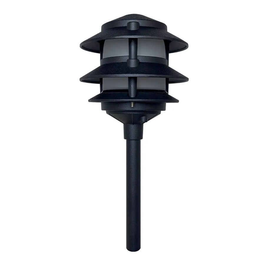 Outdoor Landscape Lighting LED 12V Low Voltage CDPA72 Black/Brown 12V AC/DC Low Voltage Landscape Lighting 3 Tier Pagoda Aluminum Path Light Black